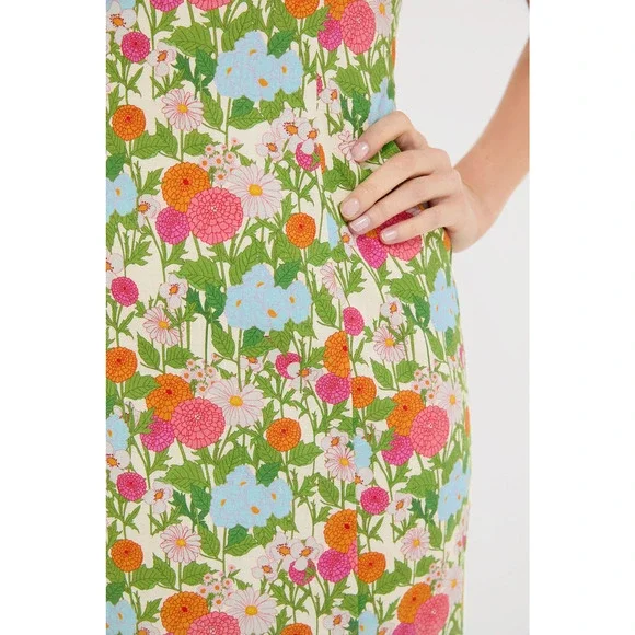 HYACINTH HOUSE Green Multi Begonia Floral Sallie Midi Dress Size XS NWT